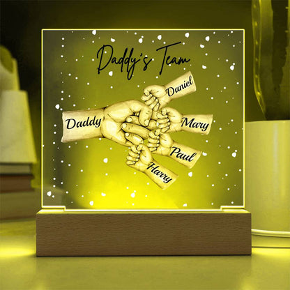 Daddy's Team Acrylic Plaque /Personalize With Names and Skin Tone