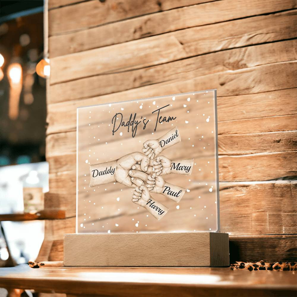 Daddy's Team Acrylic Plaque /Personalize With Names and Skin Tone