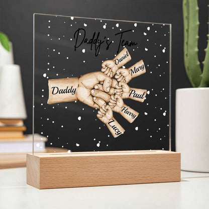 Daddy's Team Acrylic Plaque /Personalize With Names and Skin Tone