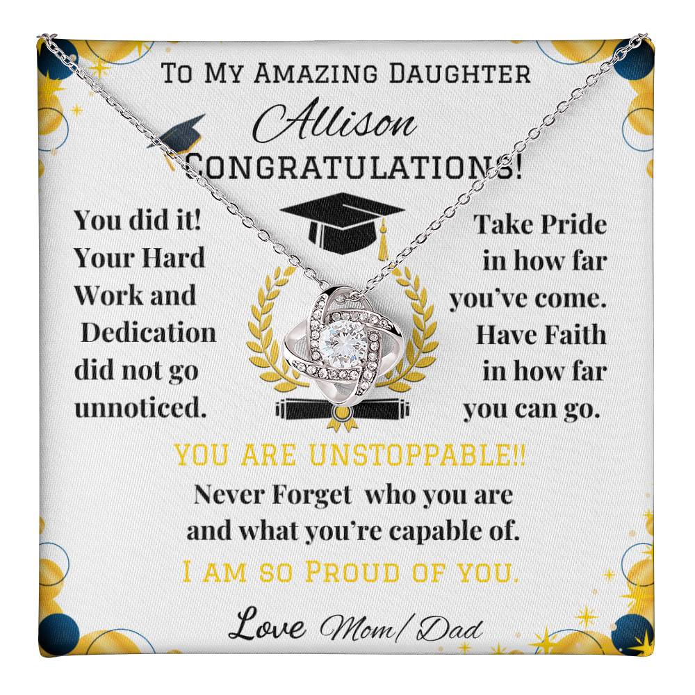 To My Amazing Daughter - Love Knot Necklace - Graduation