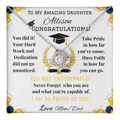 To My Amazing Daughter - Love Knot Necklace - Graduation