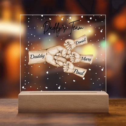 Daddy's Team Acrylic Plaque /Personalize With Names and Skin Tone