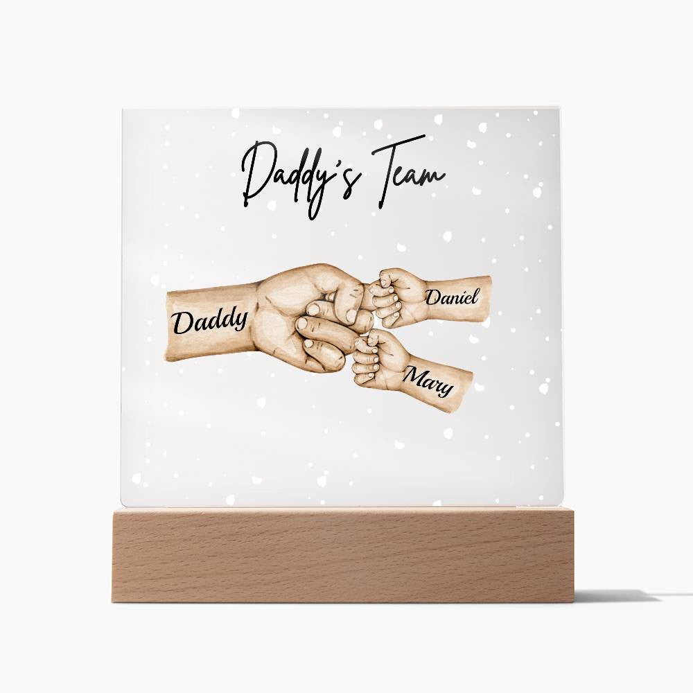 Daddy's Team Acrylic Plaque /Personalize With Names and Skin Tone