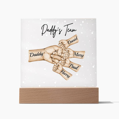 Daddy's Team Acrylic Plaque /Personalize With Names and Skin Tone
