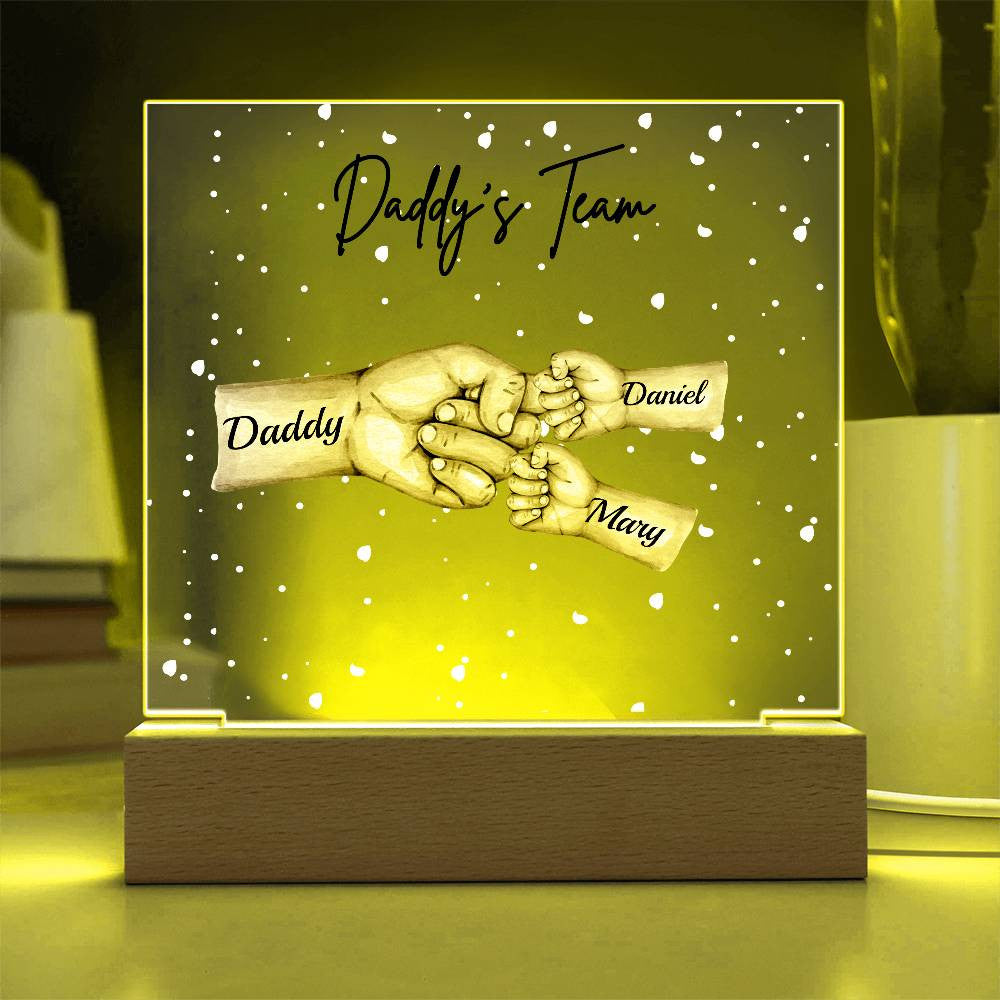 Daddy's Team Acrylic Plaque /Personalize With Names and Skin Tone