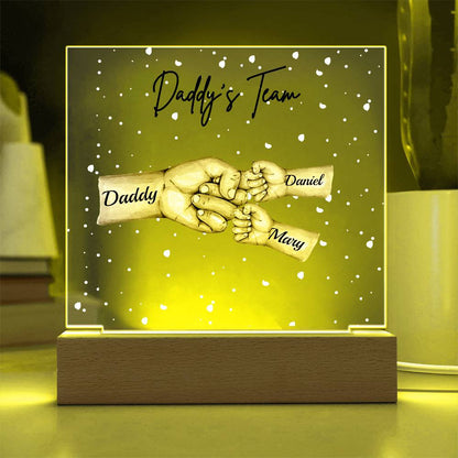 Daddy's Team Acrylic Plaque /Personalize With Names and Skin Tone
