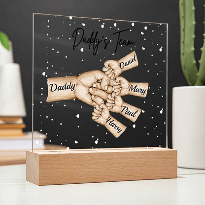 Daddy's Team Acrylic Plaque /Personalize With Names and Skin Tone