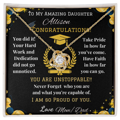 To My Amazing Daughter - Love Knot Necklace - Graduation