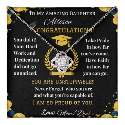 To My Amazing Daughter - Love Knot Necklace - Graduation
