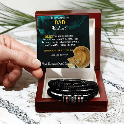 Amazing Dad-Love You Forever Bracelet/ w Vegan Leather