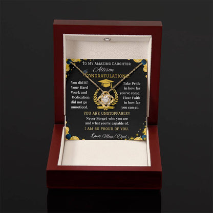 To My Amazing Daughter - Love Knot Necklace - Graduation