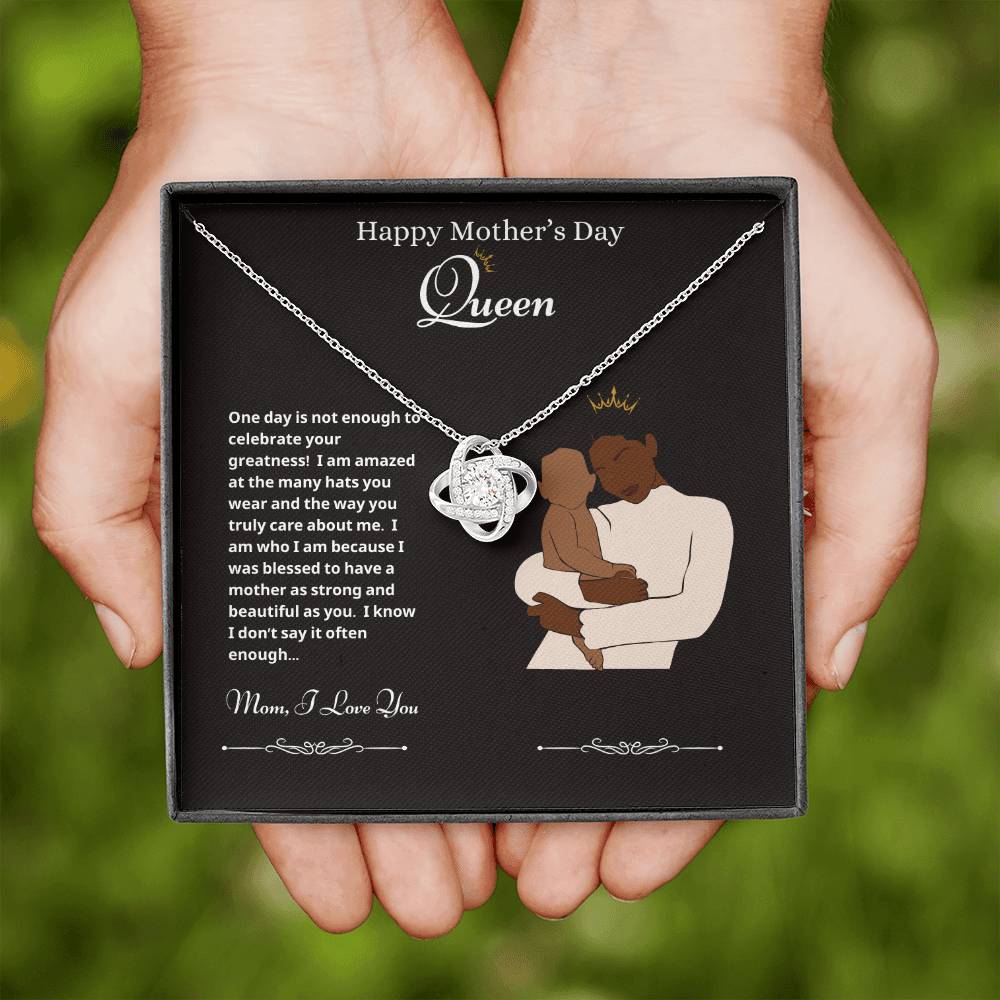 Mothers Day Queen and Baby Love Knot Necklace