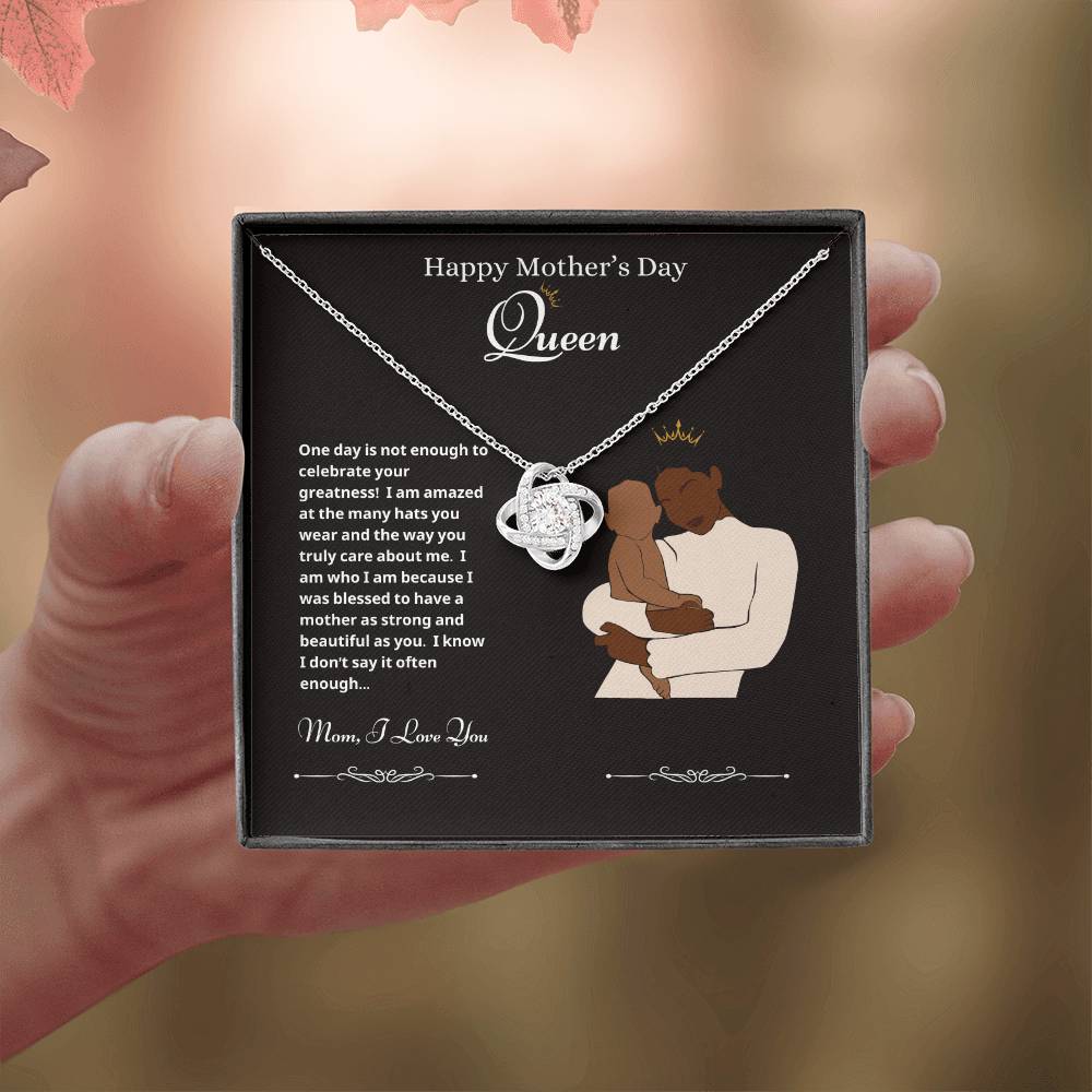 Mothers Day Queen and Baby Love Knot Necklace