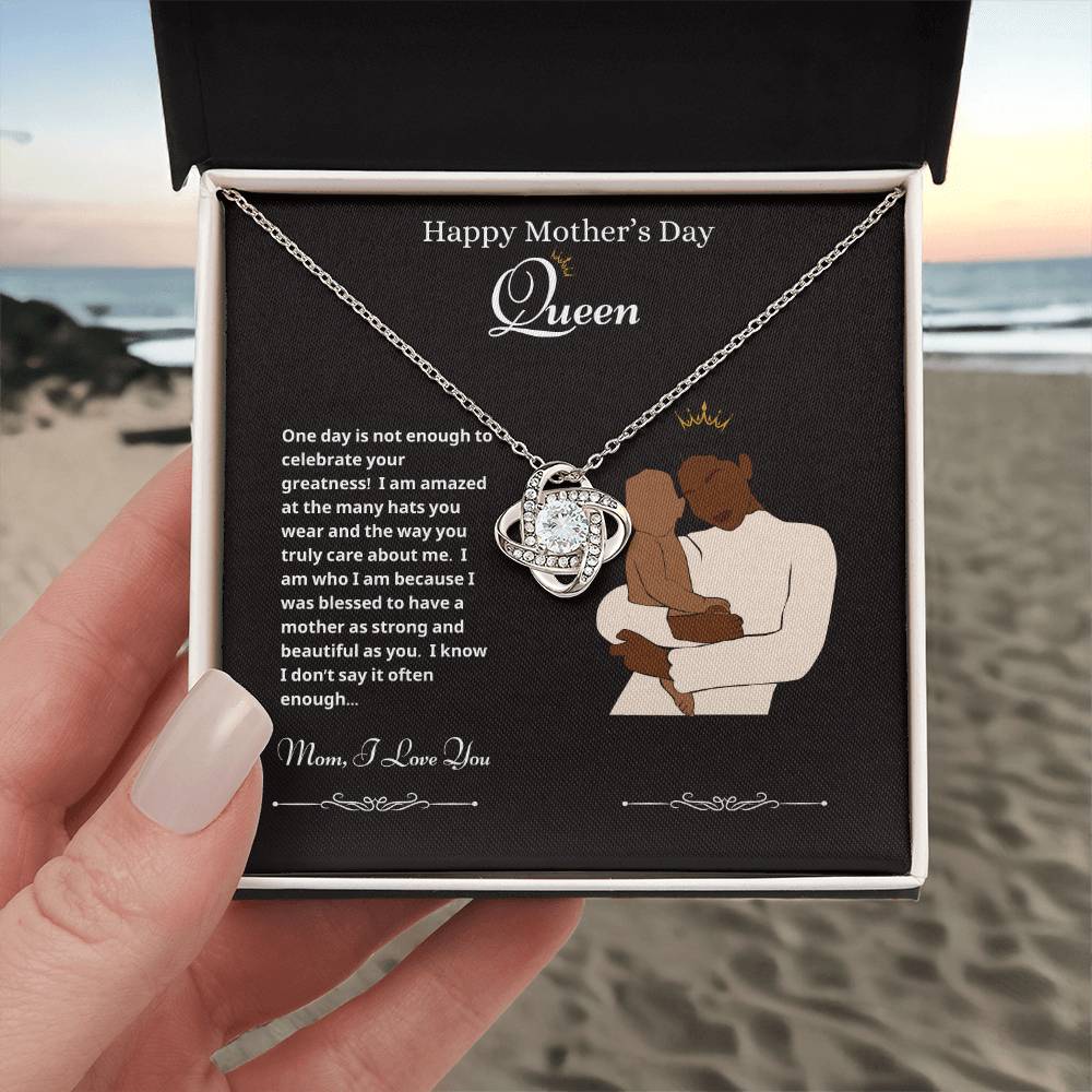 Mothers Day Queen and Baby Love Knot Necklace