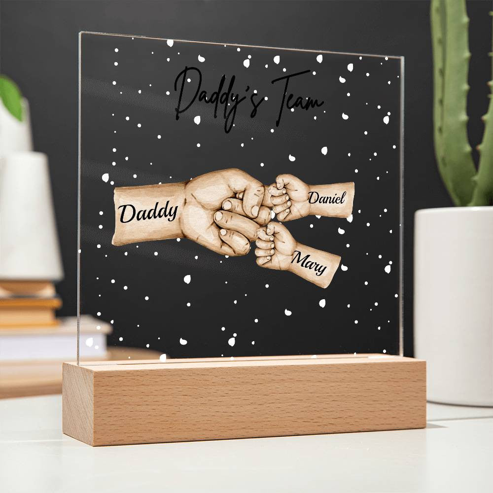 Daddy's Team Acrylic Plaque /Personalize With Names and Skin Tone