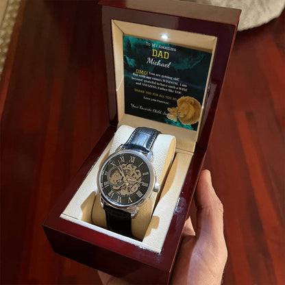 Amazing Dad - Men's Openwork Watch - Genuine Leather Band