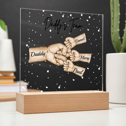 Daddy's Team Acrylic Plaque /Personalize With Names and Skin Tone