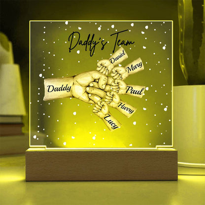 Daddy's Team Acrylic Plaque /Personalize With Names and Skin Tone