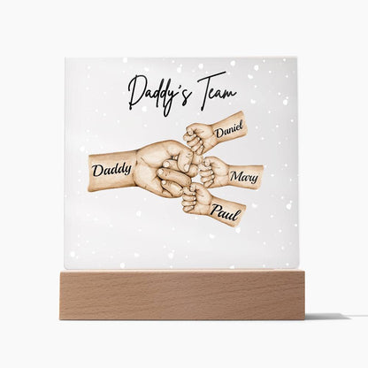 Daddy's Team Acrylic Plaque /Personalize With Names and Skin Tone