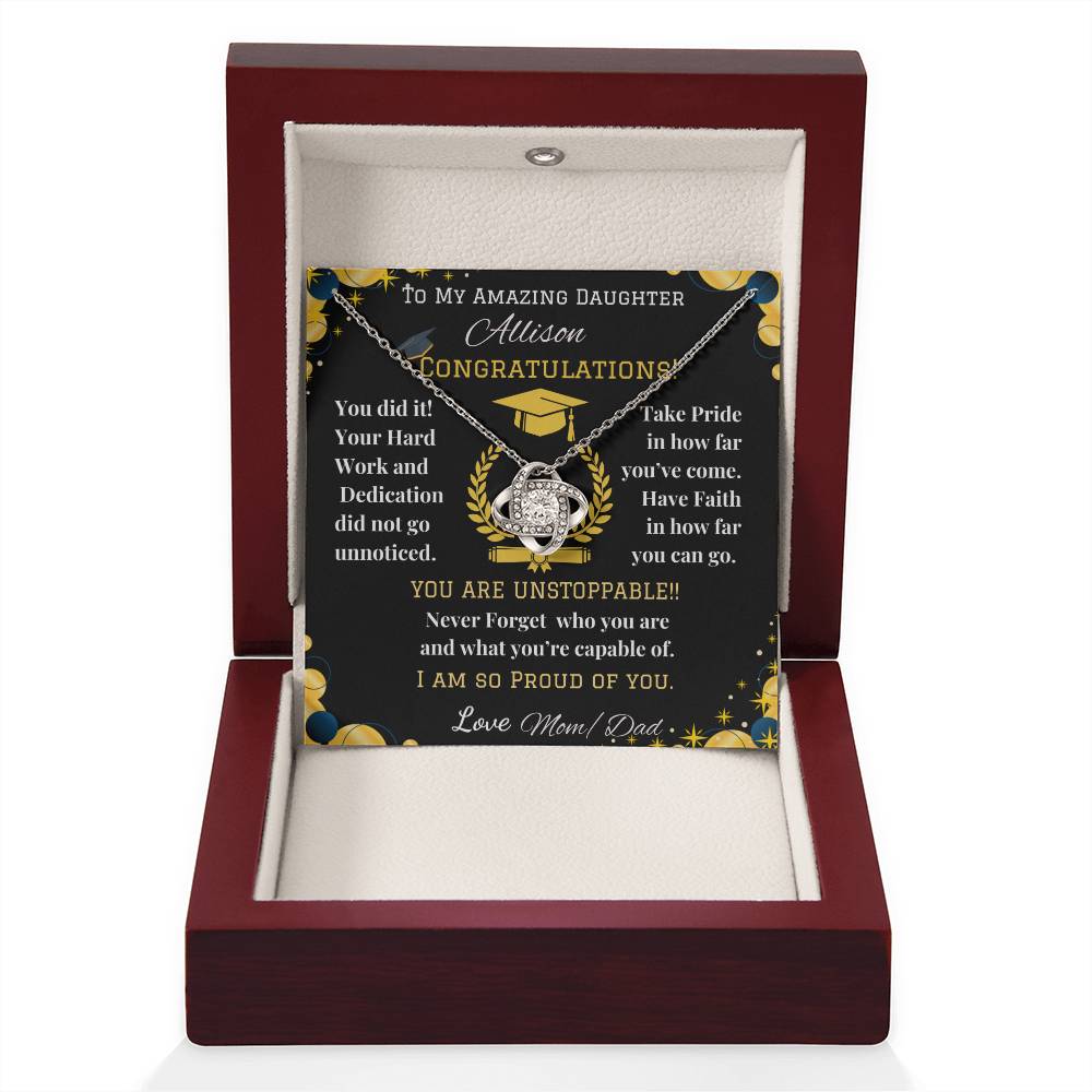 To My Amazing Daughter - Love Knot Necklace - Graduation