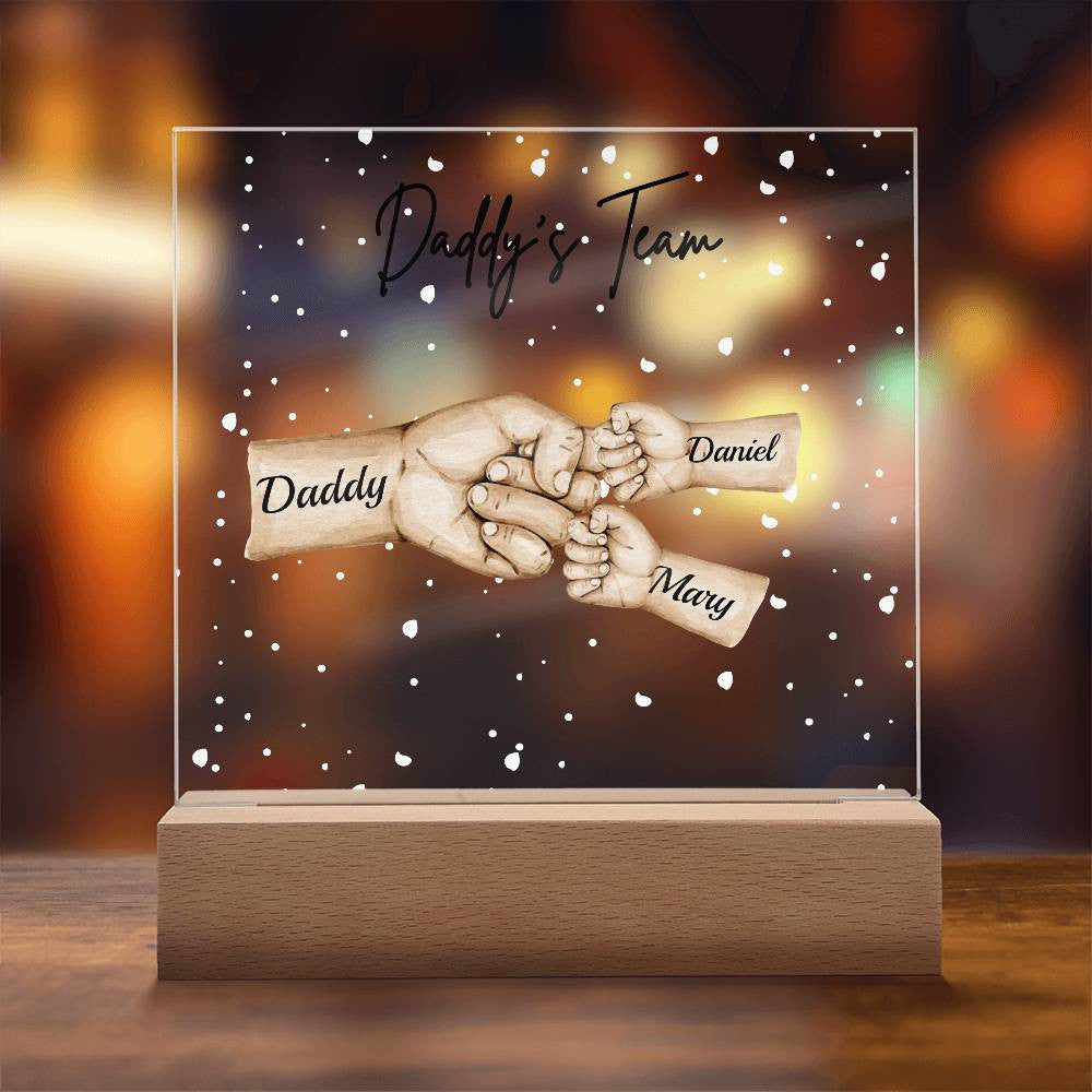 Daddy's Team Acrylic Plaque /Personalize With Names and Skin Tone