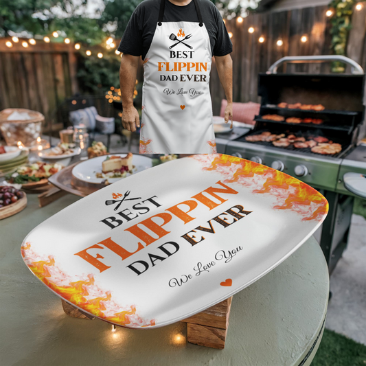 King of the Grill/ Best Flippin Dad BBQ Platter and Apron