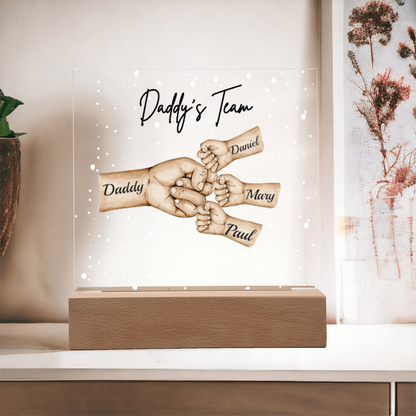 Daddy's Team Acrylic Plaque /Personalize With Names and Skin Tone