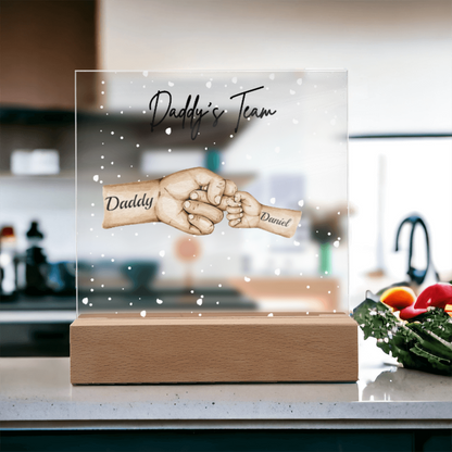 Daddy's Team Acrylic Plaque /Personalize With Names and Skin Tone