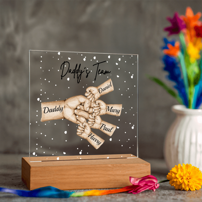 Daddy's Team Acrylic Plaque /Personalize With Names and Skin Tone