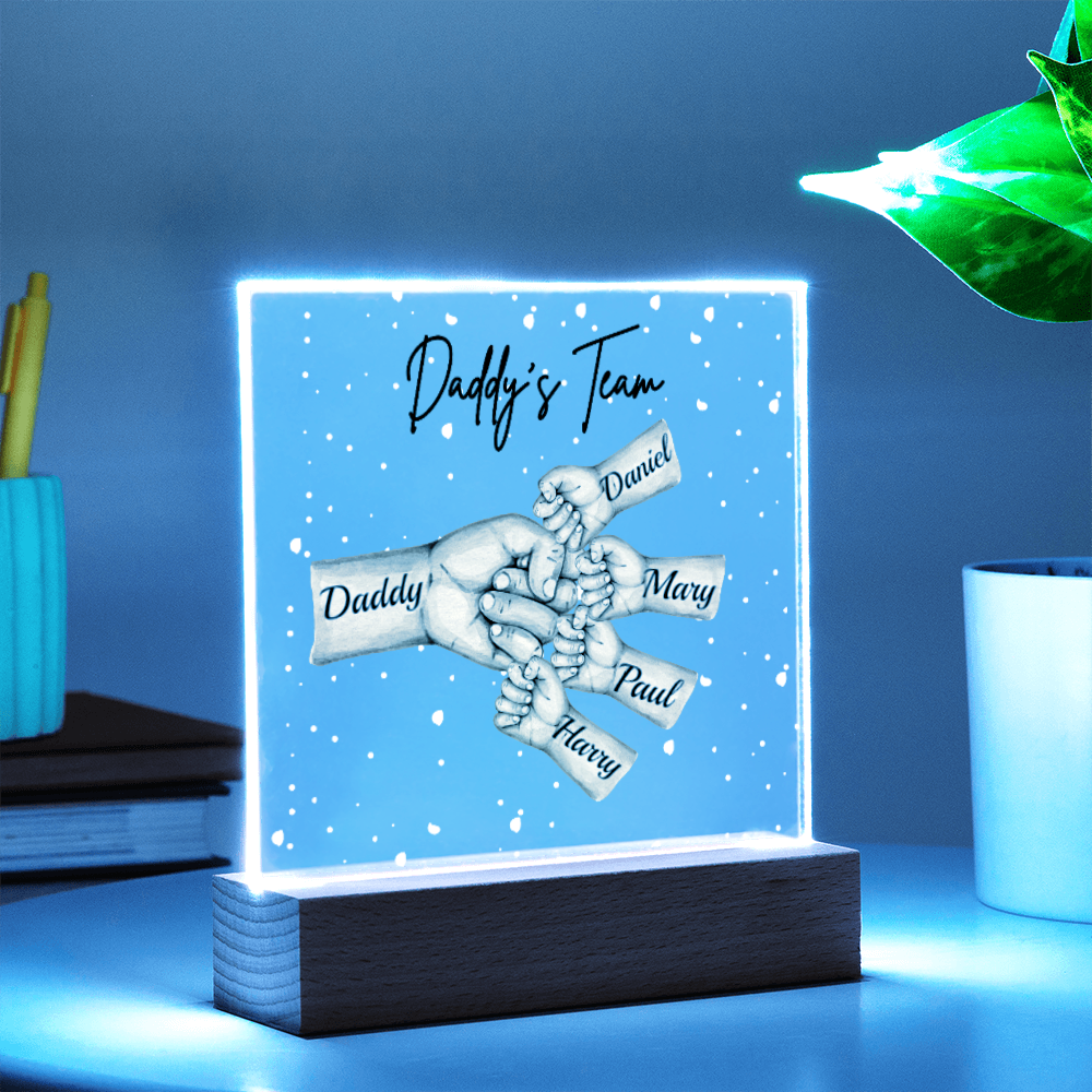 Daddy's Team Acrylic Plaque /Personalize With Names and Skin Tone