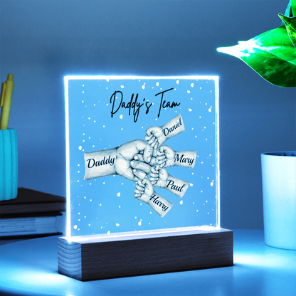 Daddy's Team Acrylic Plaque /Personalize With Names and Skin Tone