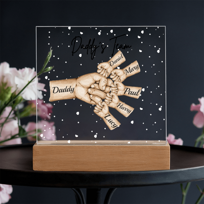 Daddy's Team Acrylic Plaque /Personalize With Names and Skin Tone
