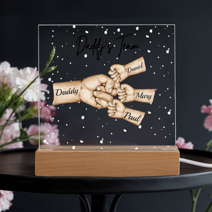 Daddy's Team Acrylic Plaque /Personalize With Names and Skin Tone