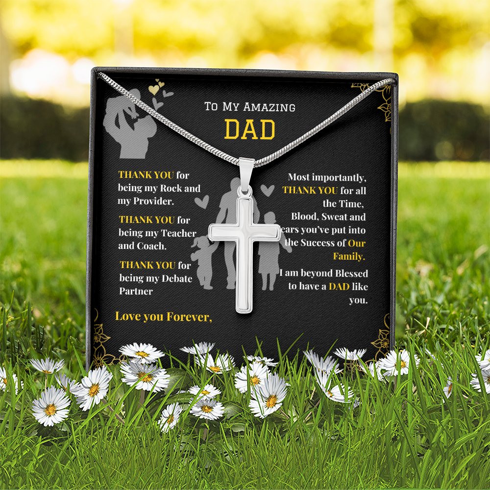 Stainless Cross Necklace - To My Amazing Dad - Thank You