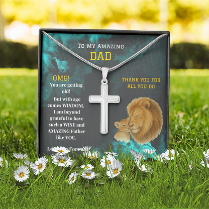 Stainless Cross Necklace - To My Amazing Dad - OMG!