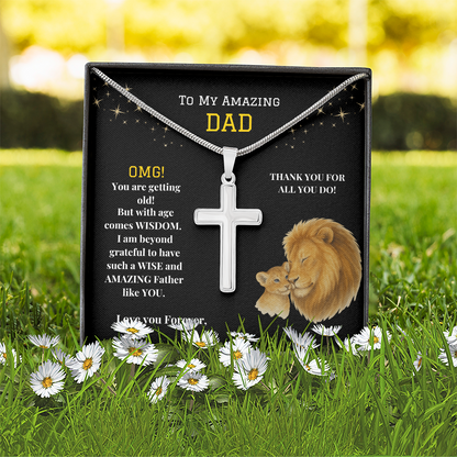 Stainless Cross Necklace - To My Amazing Dad - OMG!