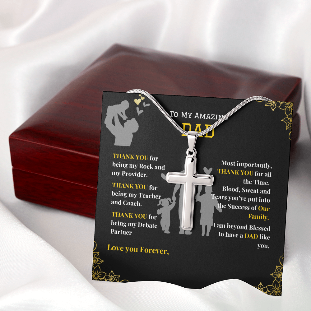 Stainless Cross Necklace - To My Amazing Dad - Thank You