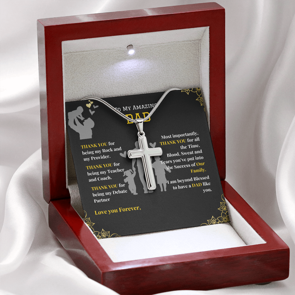 Stainless Cross Necklace - To My Amazing Dad - Thank You