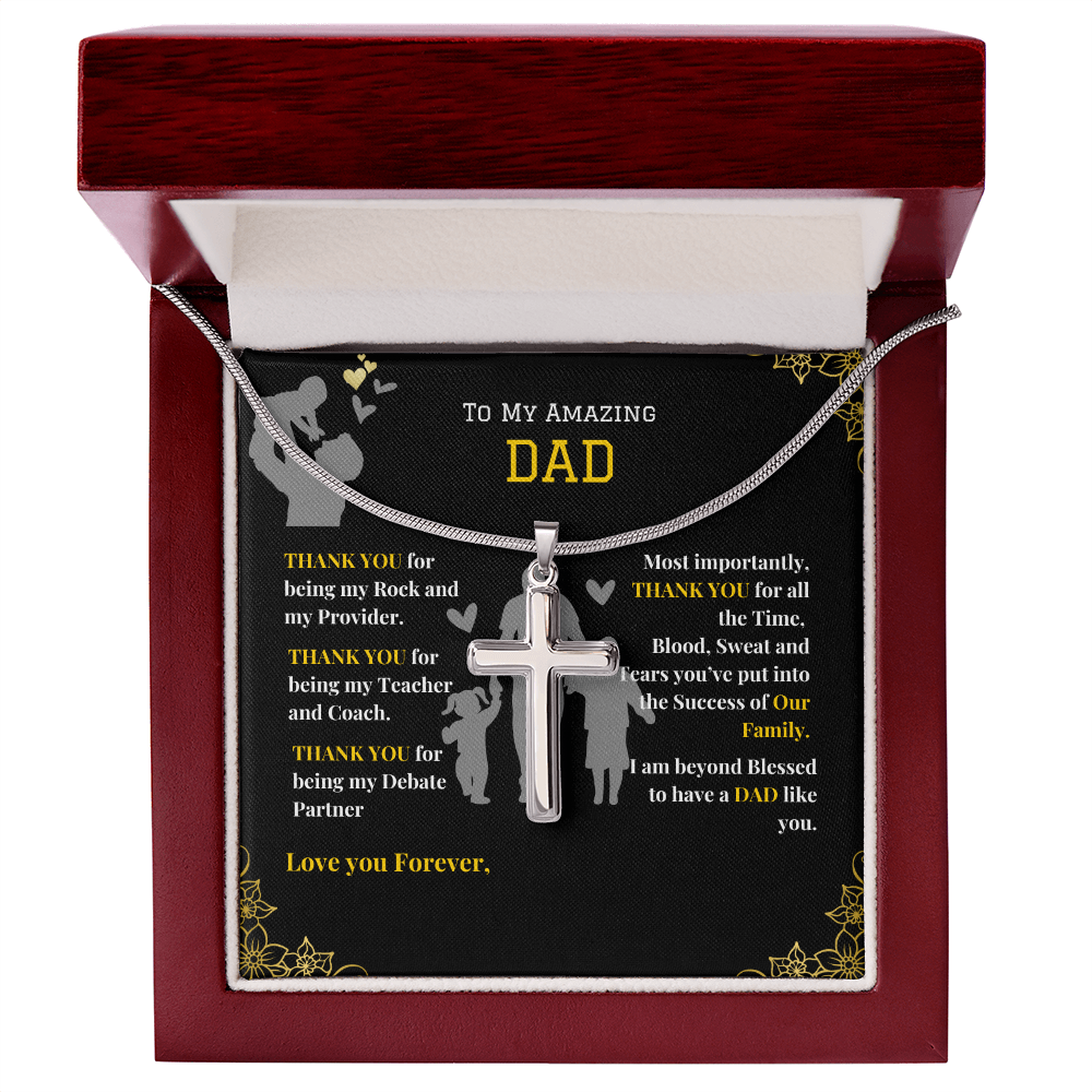 Stainless Cross Necklace - To My Amazing Dad - Thank You
