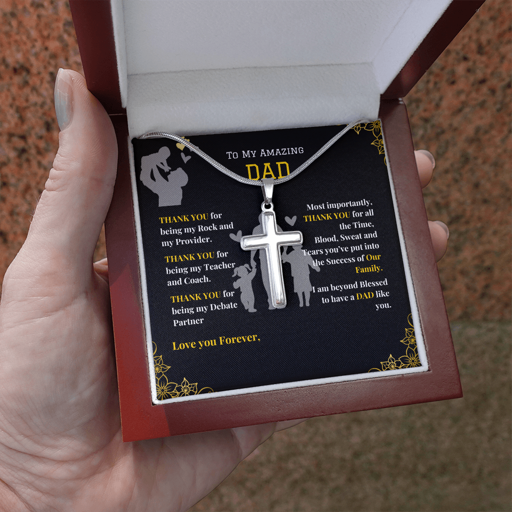 Stainless Cross Necklace - To My Amazing Dad - Thank You
