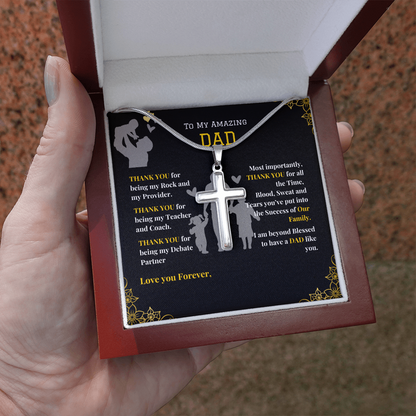 Stainless Cross Necklace - To My Amazing Dad - Thank You